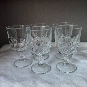 Vintage Arcoroc France Artic Wine Glass Set Of 5 Stemmed Wine Water Goblets